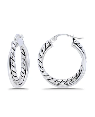 Macy's Oxidized Polish Tubing Click Top Hoop Earrings