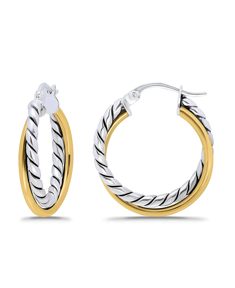 Macy's Oxidized Polish Tubing Click Top Hoop Earrings