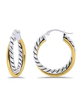 Macy's Oxidized Polish Tubing Click Top Hoop Earrings