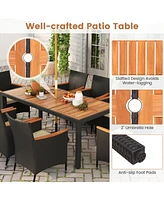 Gymax 9 Pcs Patio Dining Set for 8 Large Conversation Set w/ Umbrella Hole Seat Cushion