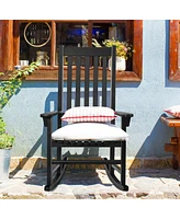 Gymax Wooden Rocking Chair Porch Rocker High Back Garden Seat