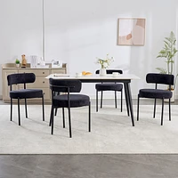 Dyhome Kitchen Chairs Mid-Century Modern Dining Chairs Set of 4, Kitchen Dining Room Chairs, Polyester Upholstered Wishbone Dining Chair