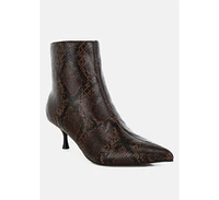 London Rag Thymus Snake Print Kitten Heel Boots