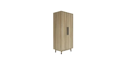 Slickblue Mid-Century Modern 2-Door Bedroom Armoire Wardrobe Cabinet for Stylish and Functional Storage