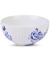 222 Fifth Cassian Embossed Toile Blue Porcelain 12 Pc. Dinnerware Set, Service for 4