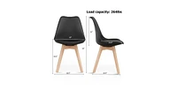 Slickblue Set of 4 Modern Mid-Century Style Pu Leather Dining Chairs with Wood Legs