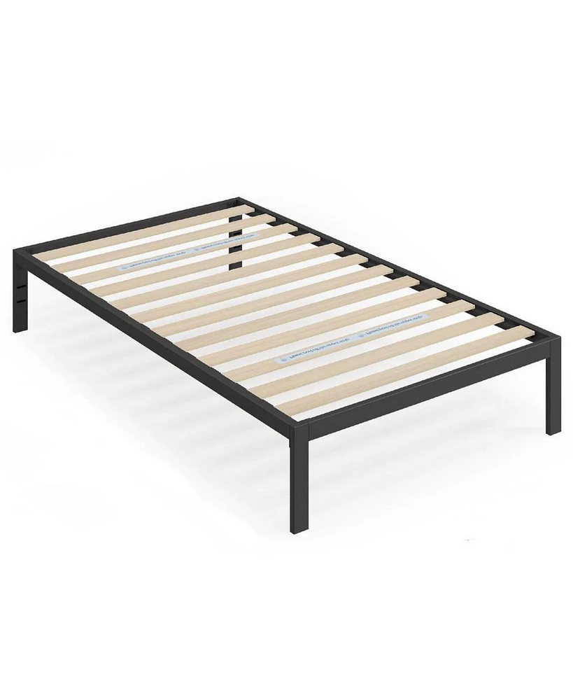 Slickblue Twin Metal Platform Bed Frame with Wooden Slats for Sturdy Support