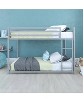 Slickblue Twin over Modern Low Height Metal Bunk Bed for Space-Saving and Easy Access