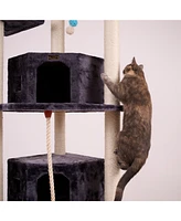 Armarkat 82 Inches Multi-Level Big Cat Tree. Tall Multi-Cats Tower with 2 Big Cat Condos A8202