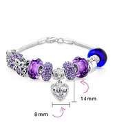 Bling Jewelry Purple Love Grandma Family Charm Bracelet Sterling Silver