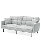 Slickblue Split-Back Convertible Futon Sofa - Linen Tufted Design for Small Spaces