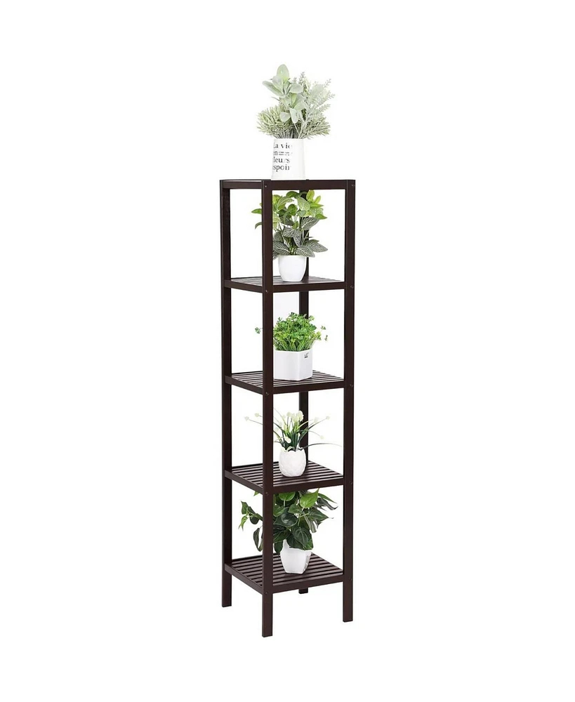 Slickblue Wood 4-Shelf Versatile Storage Unit Rack Narrow Bookcase for Efficient Organization