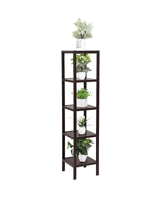 Slickblue Wood 4-Shelf Versatile Storage Unit Rack Narrow Bookcase for Efficient Organization