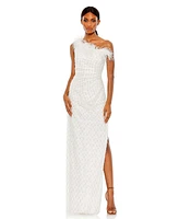 Mac Duggal Women's Embellished One Shoulder Feathered Gown