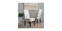 Slickblue Set of 2 Floral Fabric Dining Chair with Wood Legs