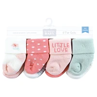 Hudson Baby Girls Cotton Rich Newborn and Terry Socks Love