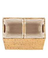 Slickblue 2-Bin Handwoven Laundry Hamper for Stylish and Efficient Laundry Sorting and Storage