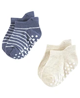 Hudson Baby Boys Non-Skid No-Show Socks Asst Stripes, 12-24 Months