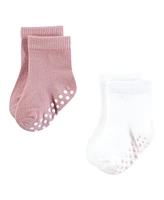 Hudson Baby Girls Cotton Rich Newborn and Terry Socks, Soft Dots, 12-24 Months