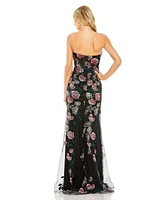 Mac Duggal Women's Strapless Floral Embroidered Gown