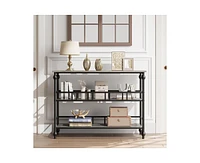 gaomon Console Table, 3-Tier Sofa Tables Narrow Entryway Table with Storage