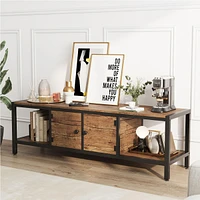 gaomon 58 Inch Tv Stand for Bedroom, Farmhouse Tv Cabinet with Storage, Tv Consoles up to 65 Inch Tv, Wooden Tv Stand with Open Storage Shelves for Li