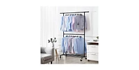 Slickblue Modern Industrial Garment Rack with Bottom Rod for Clothing Storage and Organization