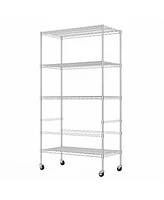 gaomon 4-Tier Wire Shelving Unit with Wheels, Heavy Duty Metal Storage Shelves, Adjustable Wire Rack Shelving for Restaurant Garage Pantry Kitchen, 35