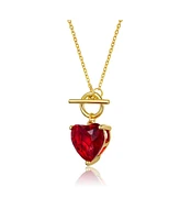 Sterling Silver 14K Gold Plated Necklace with Colored Cubic Zirconia Heart