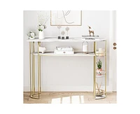 gaomon Console Table Gold Sofa Tables Narrow Entryway Table with Storage and Shelves