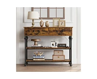 gaomon Console Tables for Entryway, Small Entryway Table with 2 Drawers, Narrow Console Table with Storage Shelves for Living Room, Hallway Table