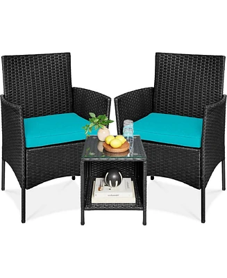 Slickblue 3-Piece Pe Wicker Outdoor Dining Patio Furniture Set With Cushions