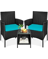 Slickblue 3-Piece Pe Wicker Outdoor Dining Patio Furniture Set With Cushions