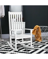 Gymax Wooden Rocking Chair Porch Rocker High Back Garden Seat