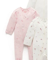 Purebaby Baby Girls Zip Coverall 4 Pack