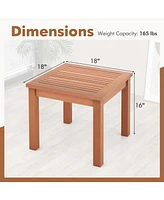 Gouun 18-Inch Square Wooden Adirondack Side Table with Slatted Top for Indoor and Outdoor Use