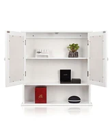 Slickblue 2-Door Mirrored Medicine Cabinet with Open Shelf