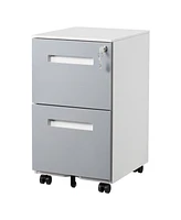 Boyel Living 2 Drawer Mobile Locking File Cabinet, Rolling Filing Cabinet for Letter/A4 Size With 5 Wheels