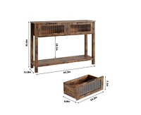 gaomon Entryway Table, 2 Tier Console Table with Storage, Wood Sofa Table with 2 Glass Drawers for Entry Way, Hallway,Living Room