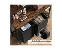 gaomon Laundry Basket,Laundry Hamper 2 Section with Side Shelves,3 Tiers Laundry Sorter with 2 Pull-Out and Removable Laundry Bags