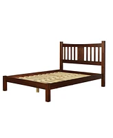 Slickblue Farmhouse Style Solid Wood Platform Bed Frame with Headboard