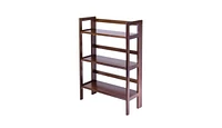 Slickblue 3-Shelf Stackable Folding Bookcase in Distressed Wood for Stylish Storage and Organization