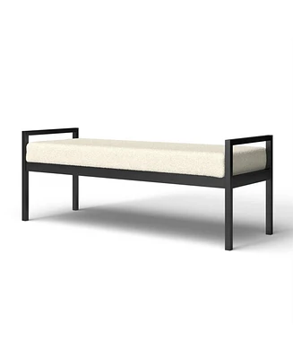 Slickblue Modern Industrial Bed Bench with Velvet Cushion and Metal Frame for Stylish Bedroom Seating