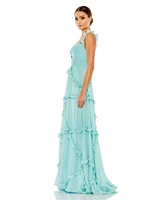 Women's Ruffle Tiered Sleeveless Flowy A Line Gown