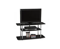 Slickblue 3-Tier Flat Screen Tv Stand with Wood Grain Finish and Stainless Steel Accents