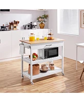 Slickblue Kitchen Island Cart with Drawer Storage Shelves and Locking Casters