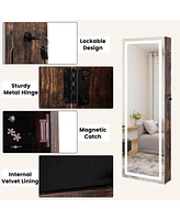 Gouun Mirrored Jewelry Armoire with Full Length Mirror and 2 Internal Led Lights