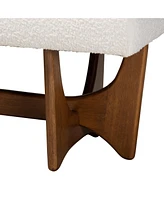 Baxton Studio Theo Japandi Cream Boucle Fabric and Walnut Brown Finished Wood Bench