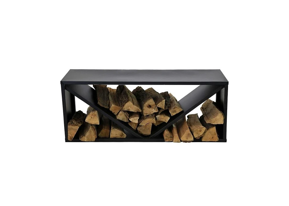 Slickblue Indoor/Outdoor Firewood Log Storage Rack with Triple Triangle Design