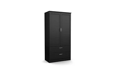 Slickblue Modern Two Door Wardrobe Armoire with Two Drawers and Hanging Rod Storage